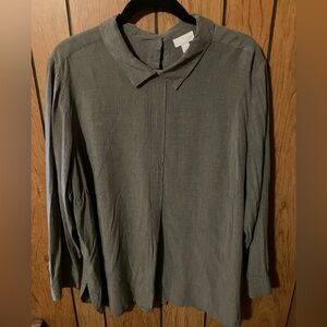 Gray Collared Long Sleeve Blouse by J Jill 3X